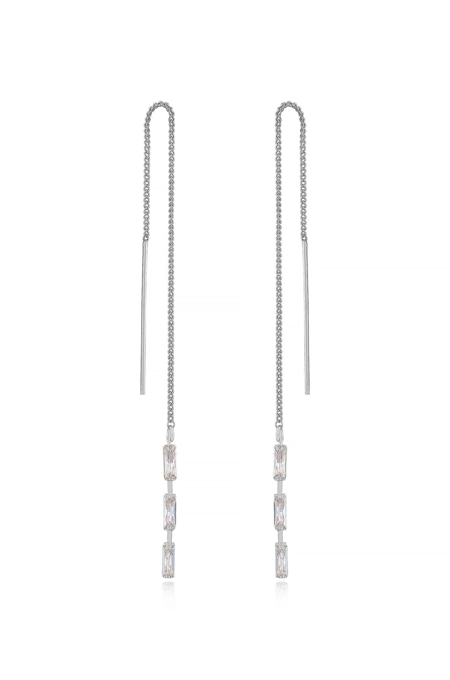 Crystal Baguette Threader Earrings