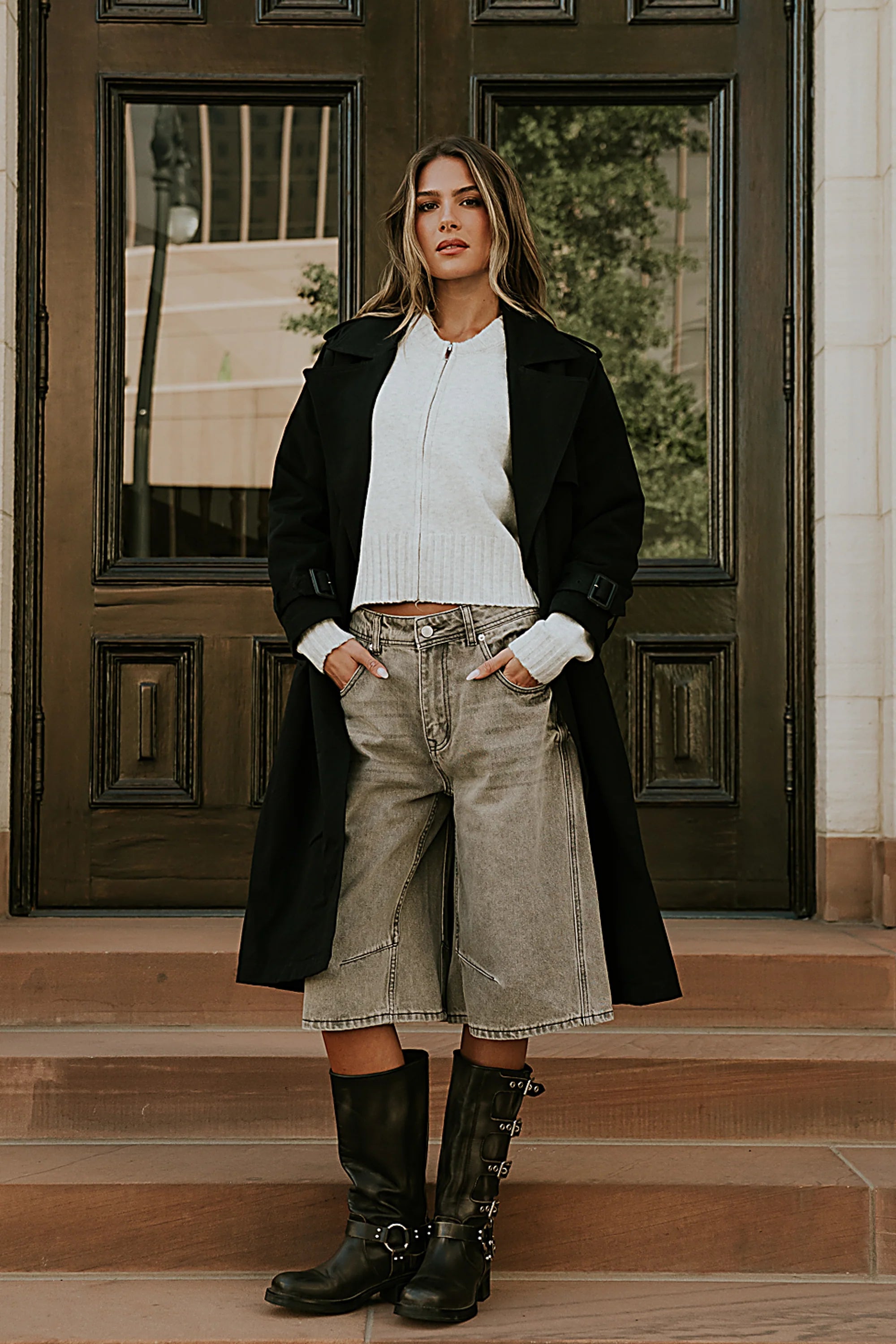 Kelly Knit Bomber Jacket in Grey FINAL SALE