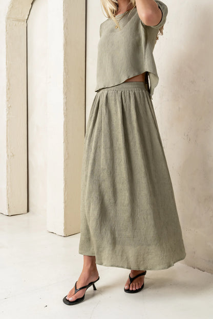 Elani Maxi Skirt in Olive FINAL SALE