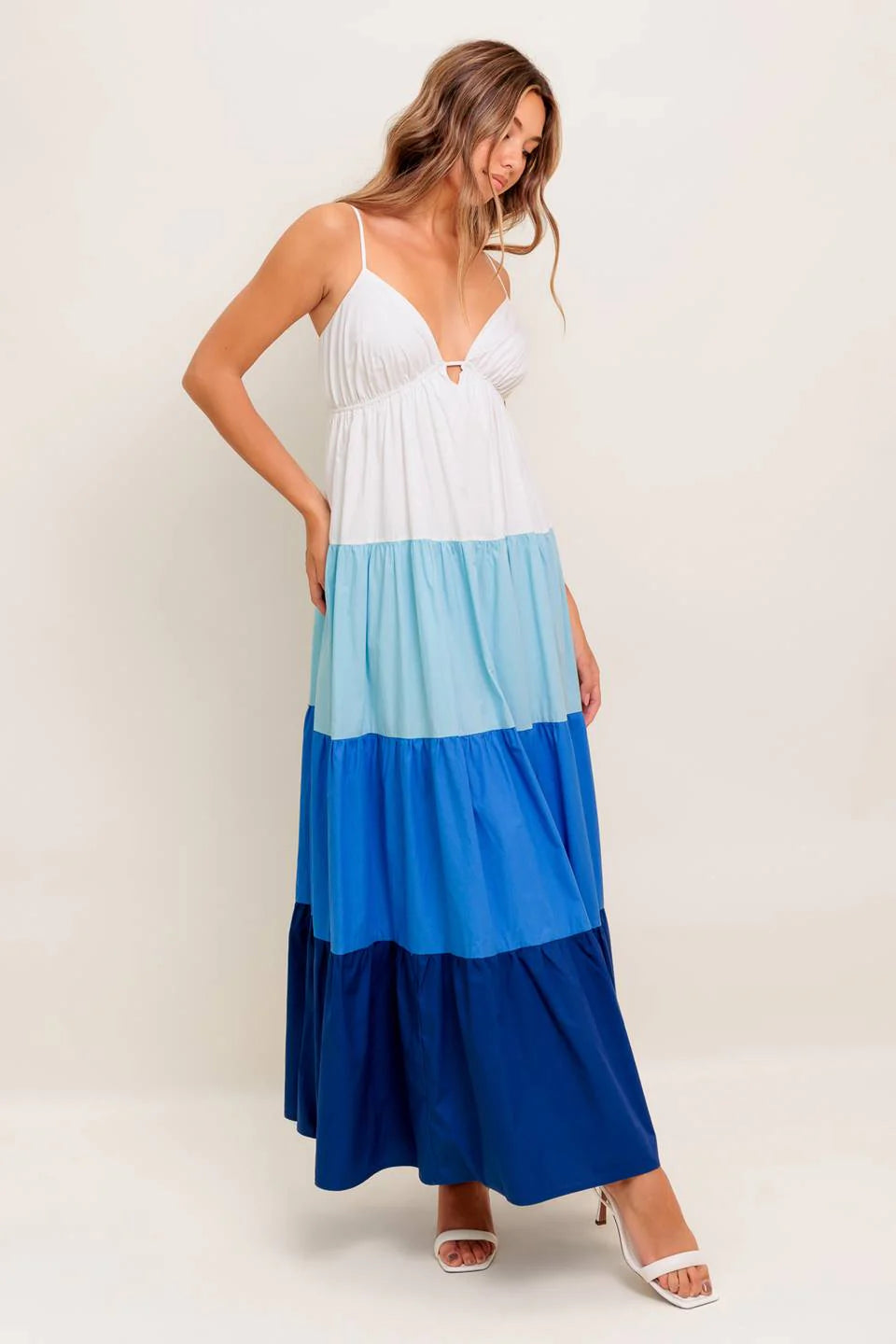 CRUISE MODE MIDI DRESS BLUE COLOR BLOCK