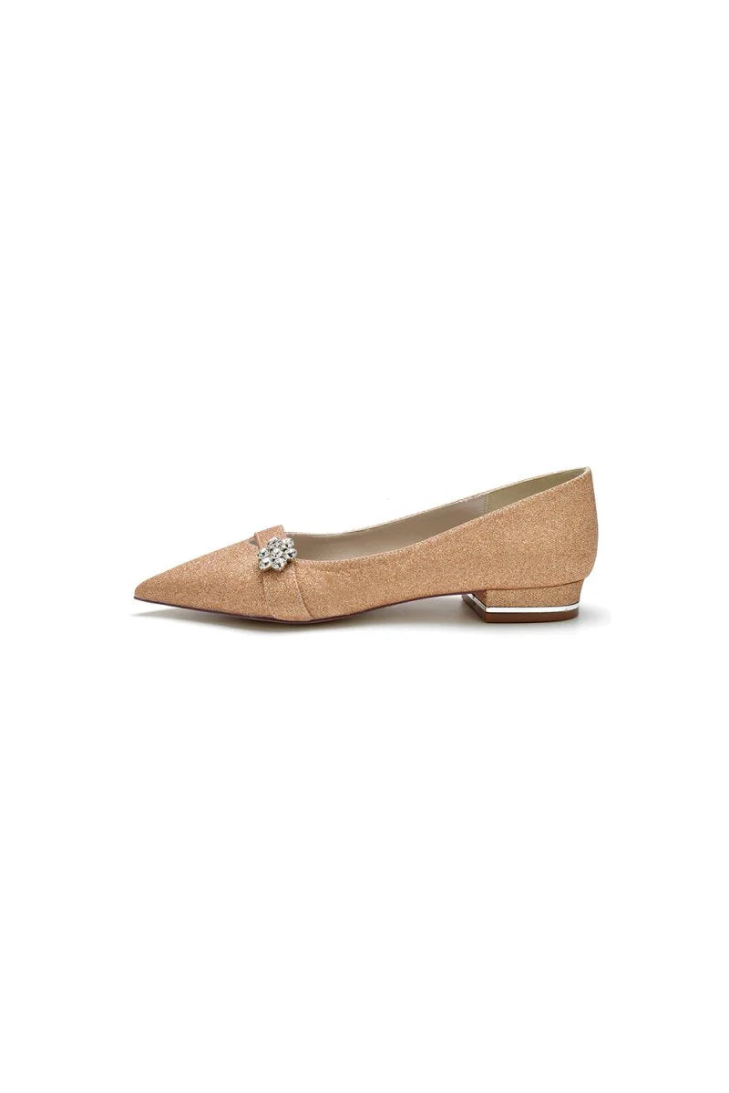 Crystal Flower Sequin Pointed Toe Flats