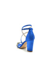 Ankle Strap Block Heels with Silver Chain