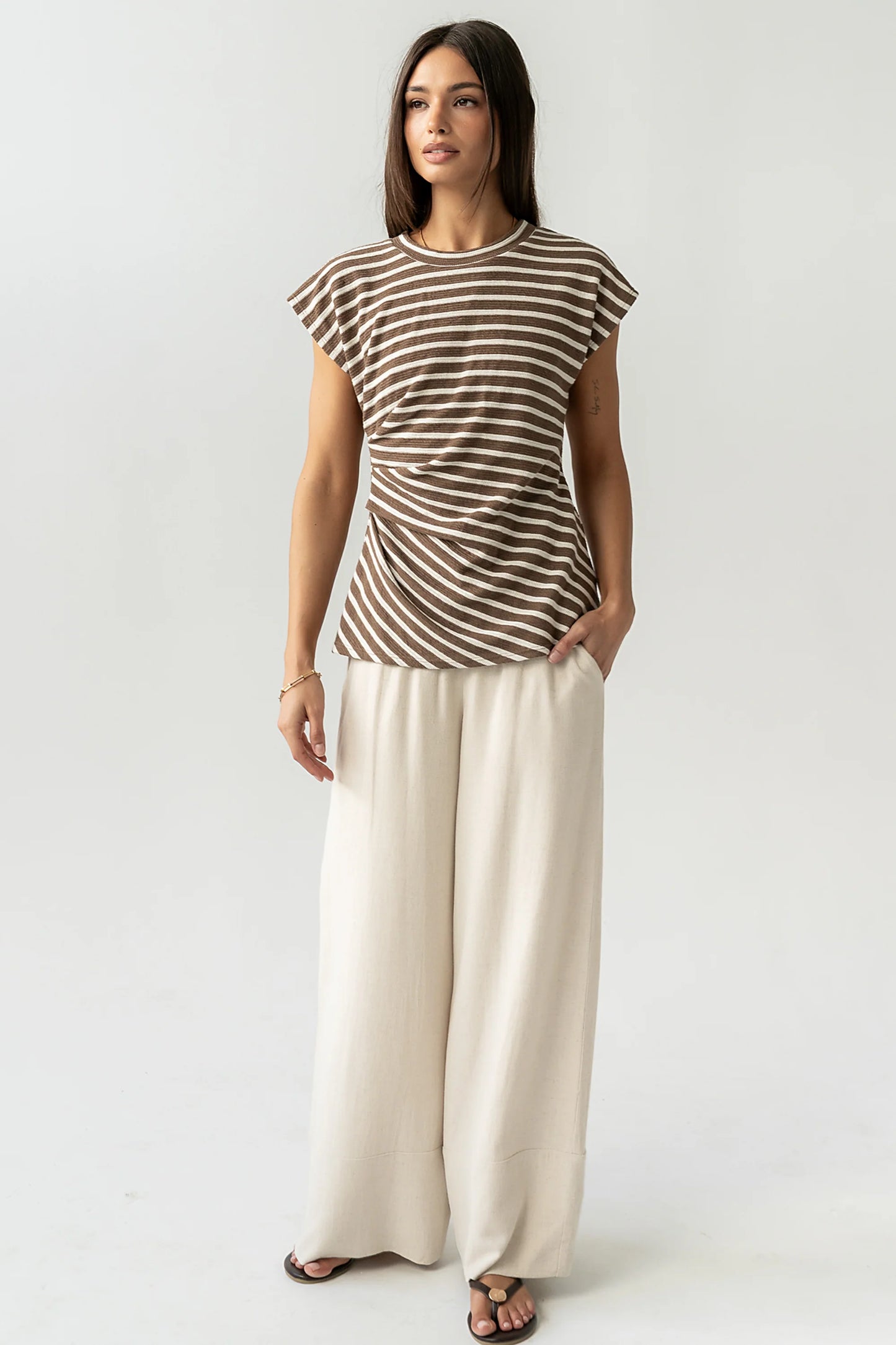 Devin Striped Top in Brown