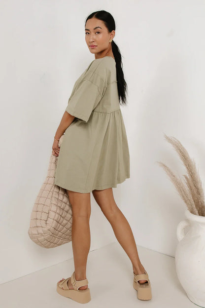 Lennox Mini Dress in Olive FINAL SALE
