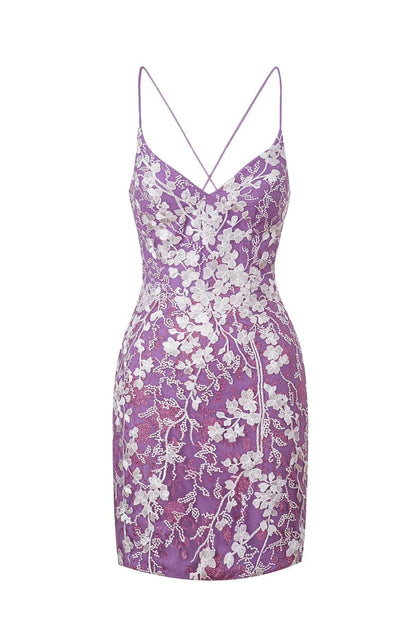 Sheath Short Spaghetti Straps Lace Homecoming Dress