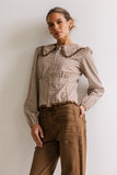Brenna Gingham Blouse in Mocha FINAL SALE