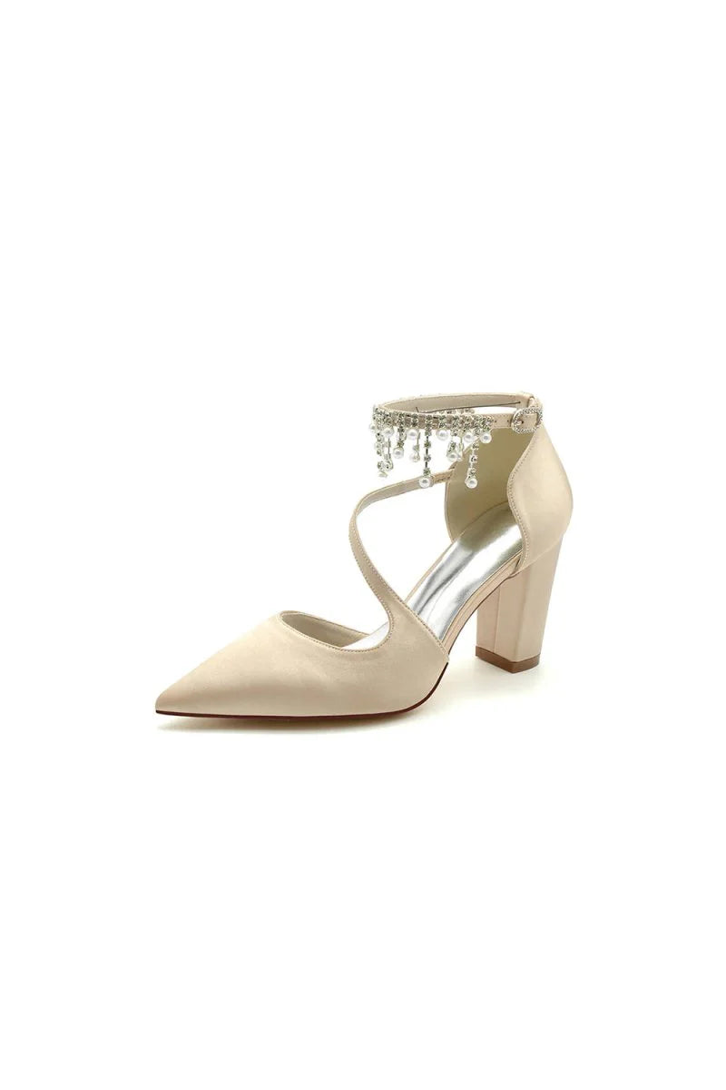 Pearl Tassel Block Heel Sandals