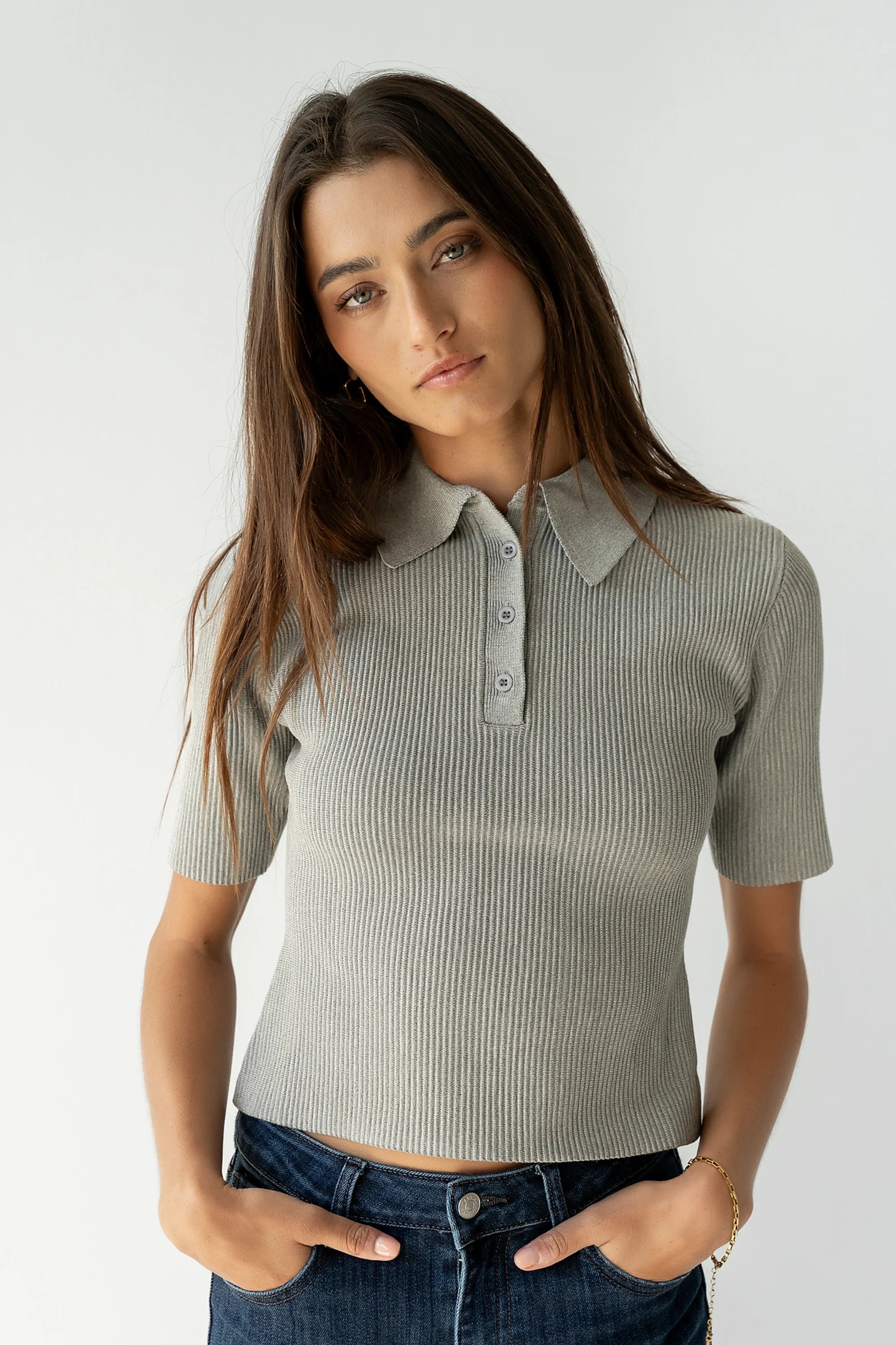 Cami Ribbed Sweater in Grey