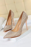 Shallow Toe Sequined Stiletto High Heels