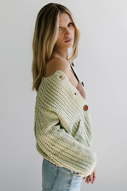 Holland Chunky Knit Cardigan in Sage FINAL SALE