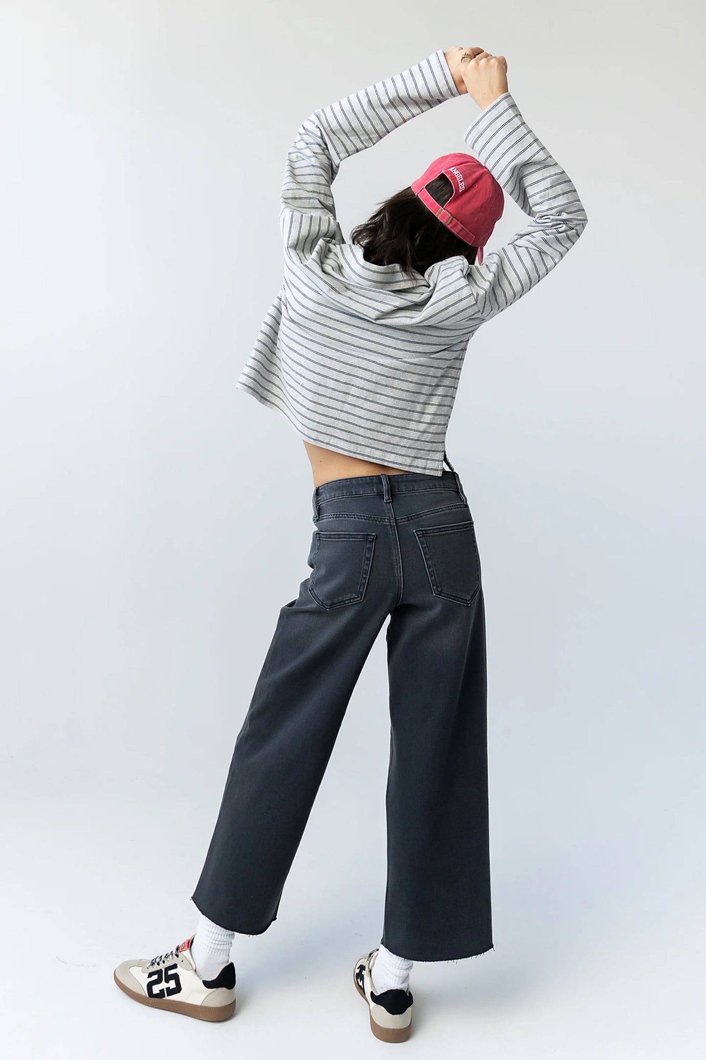 Kateri Striped Top in Heather Grey