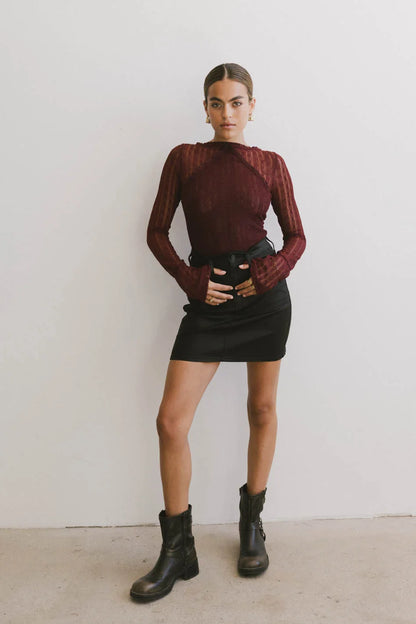 Linnea Lace Top in Burgundy FINAL SALE
