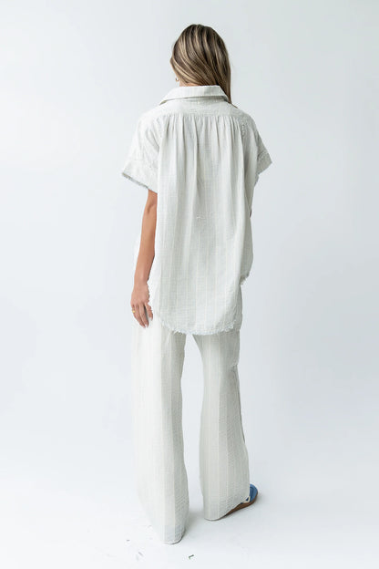 Belen Striped Wide Leg Pants in Denim Blue