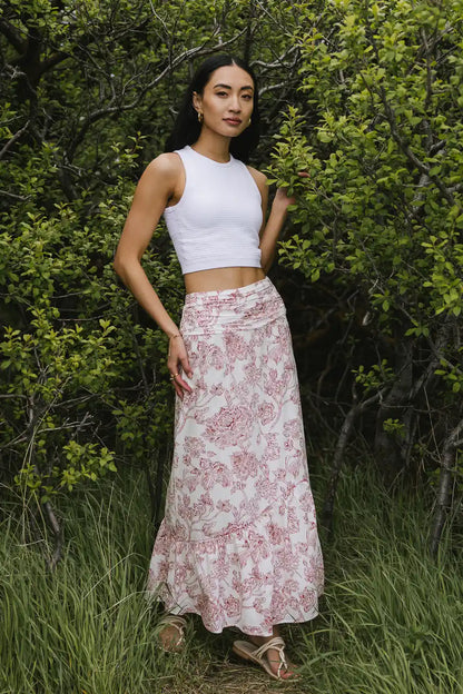 Bastien Floral Skirt in Rust FINAL SALE
