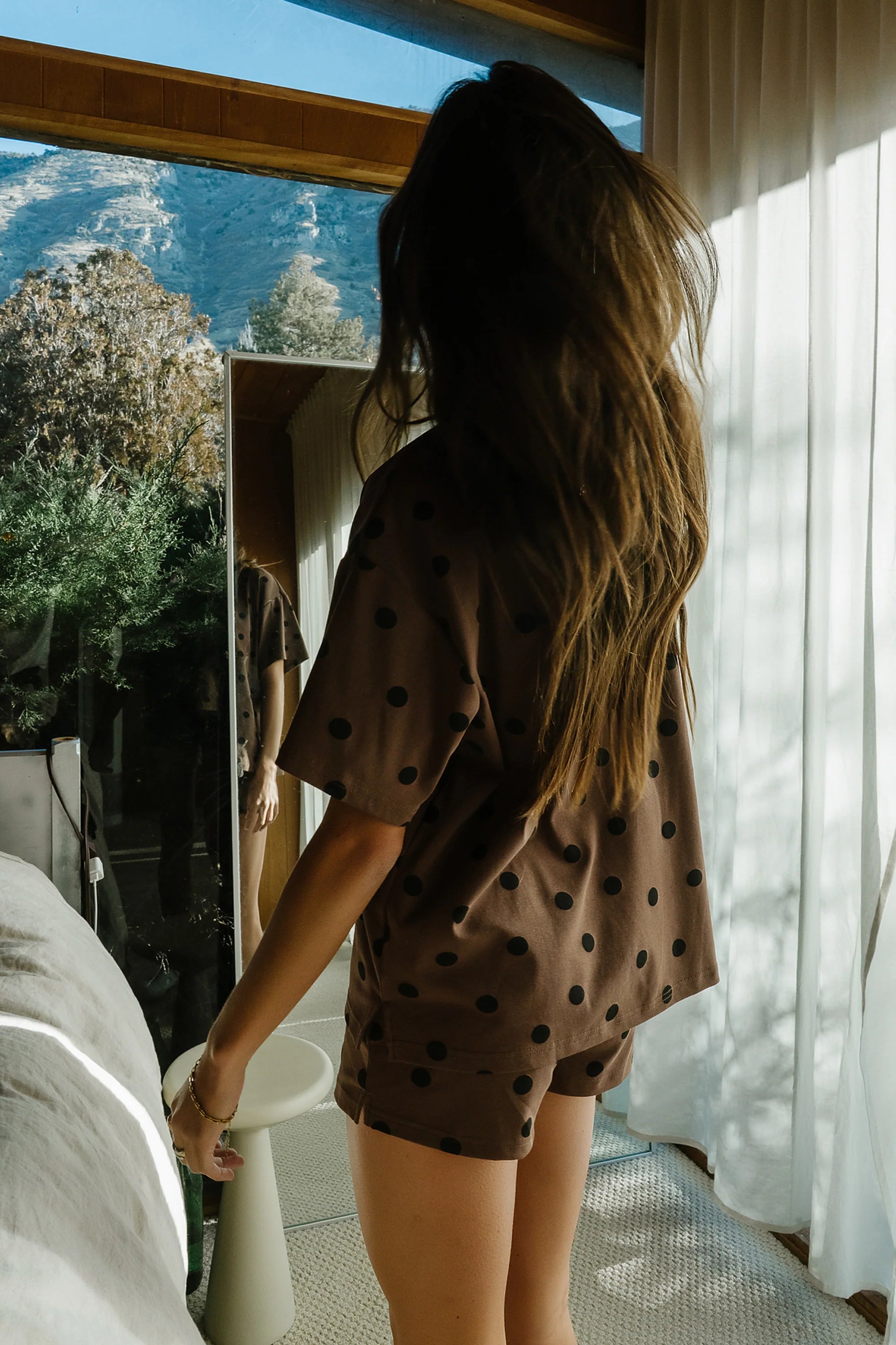 James Polka Dot Tee in Brown FINAL SALE