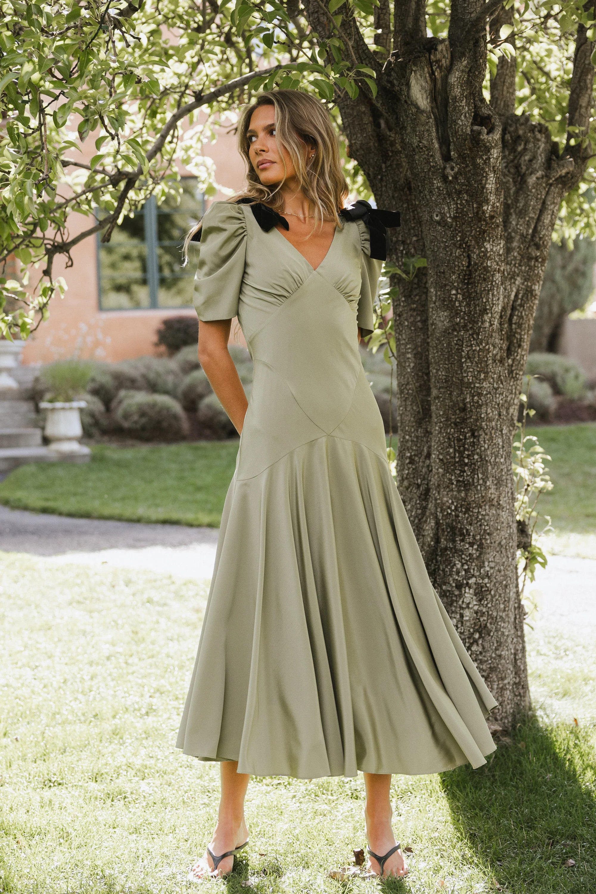 Nellie Drop Waist Maxi Dress in Sage FINAL SALE