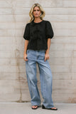 Natalia Peplum Tie Blouse in Black FINAL SALE