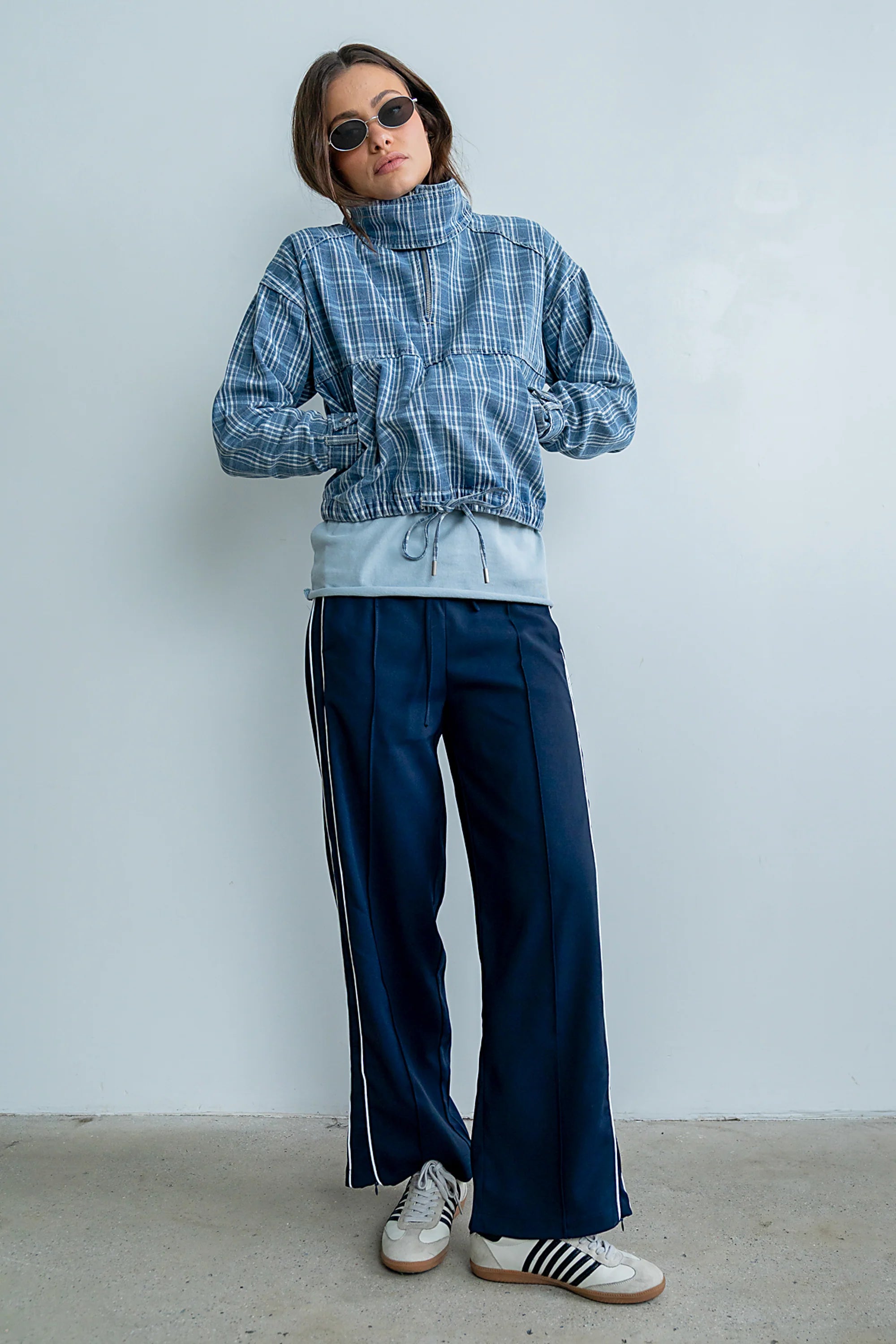Regina Denim Jacket in Plaid Denim