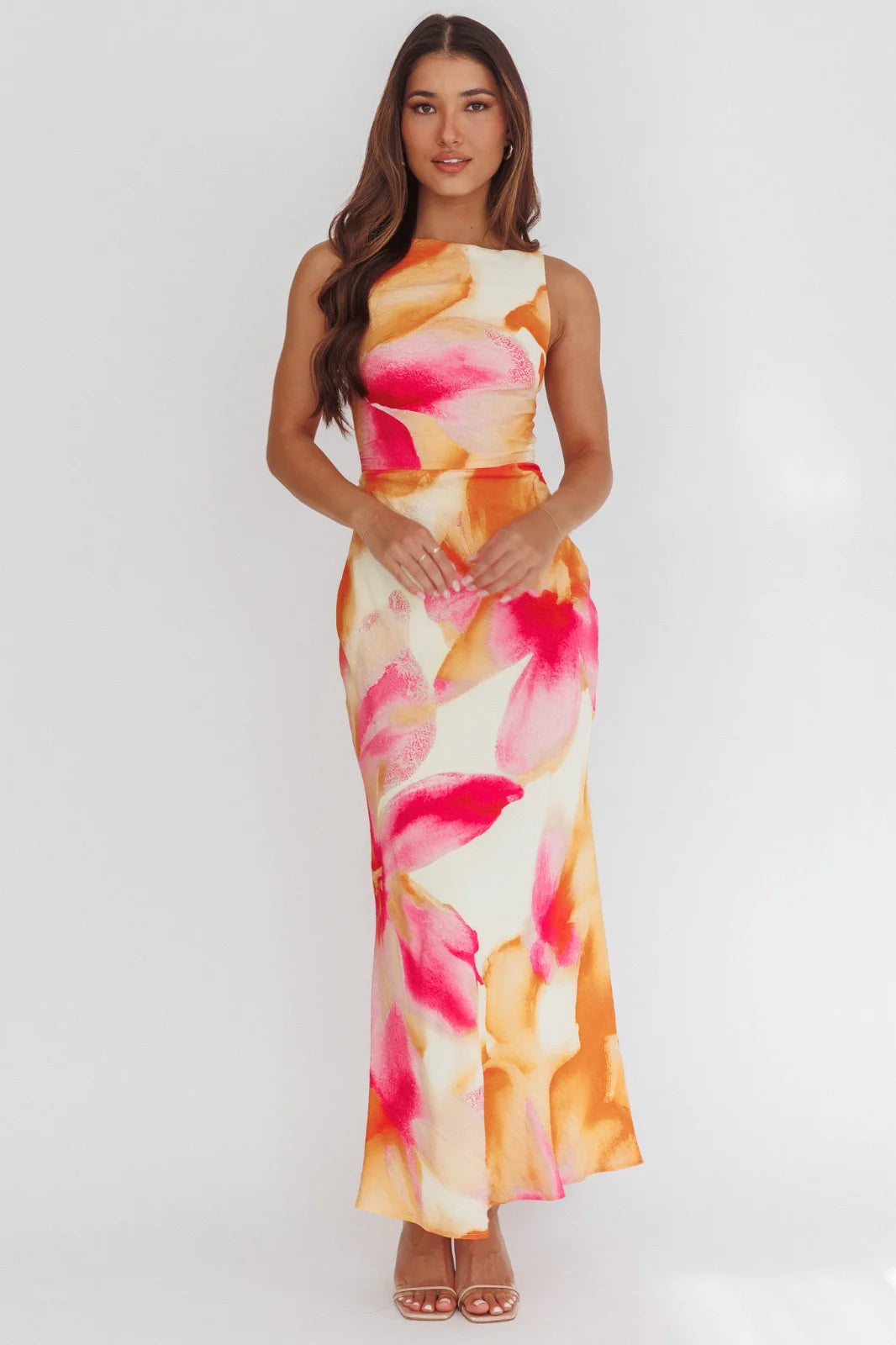 Laguna Maxi Dress Orange Floral Print Dress