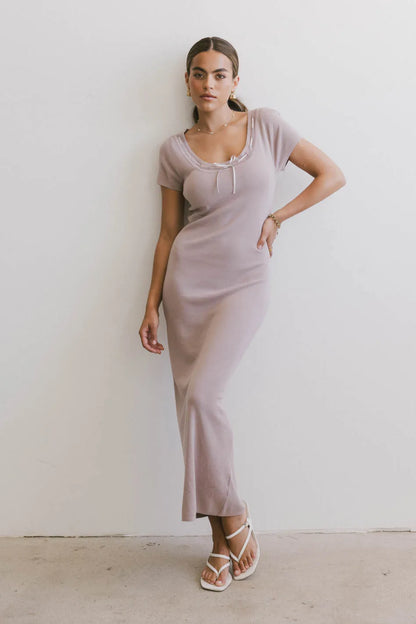 Ariah Ribbon Trim Sweater Dress in Lavender FINAL SALE
