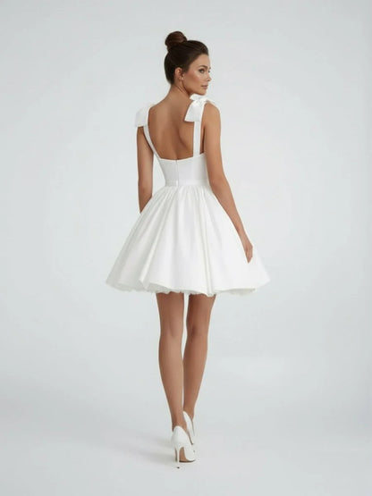 Sweet A Line Sweetheart Sleeveless Short Satin Wedding Dresses
