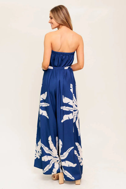 NOLANI STRAPLESS JUMPSUIT NAVY WHITE
