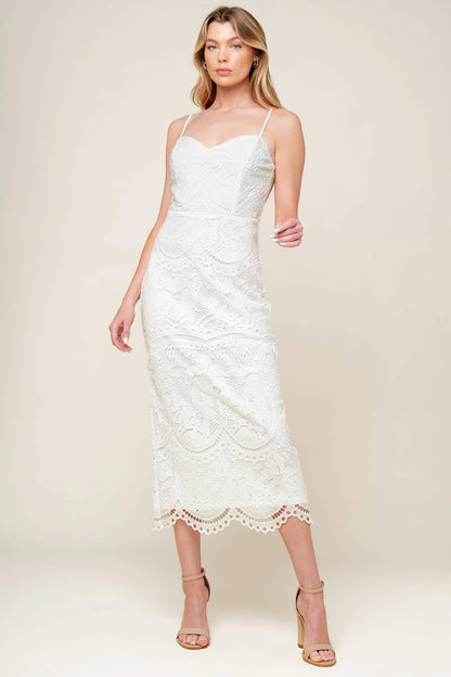 JOSEPHINE LACE MIDI DRESS OFF WHITE
