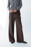 Ronda Ribbed Wide Leg Pants in Brown
