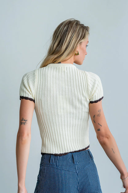 Kinley Contrast Sweater in Ivory