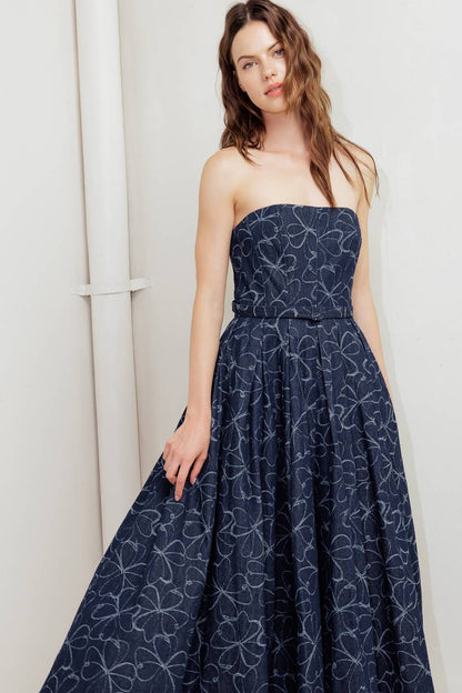 MOONBEAM DENIM MIDI DRESS