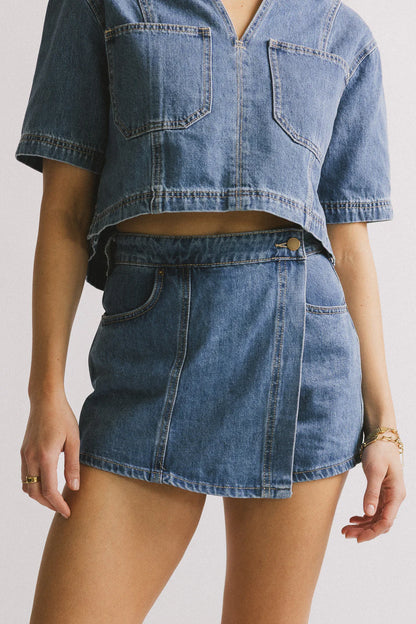 Rhia Denim Mini Skort FINAL SALE