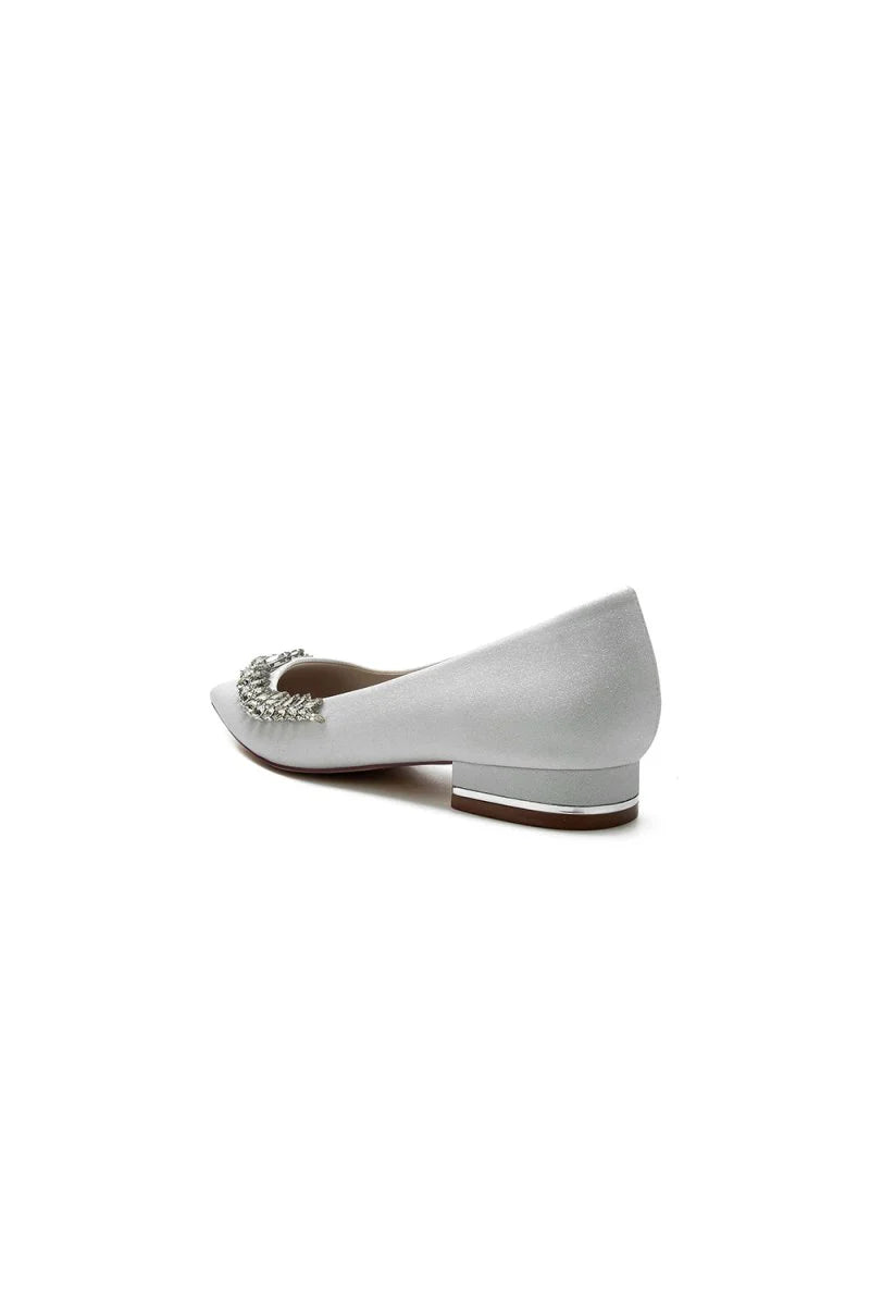 Glitter Pointed Toe Rhinestone Slip on Low Heels
