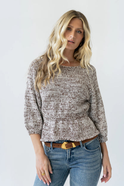 Maycie Two Toned Sweater in Brown