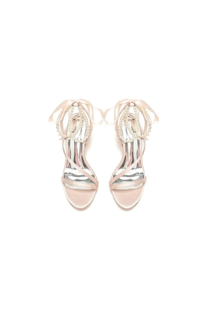 Pearl Open Toe Ankle Strap High Heels