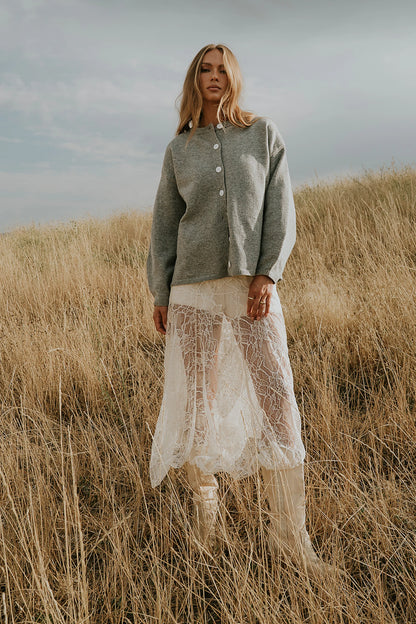 Kaia Knit Cardigan in Heather Grey