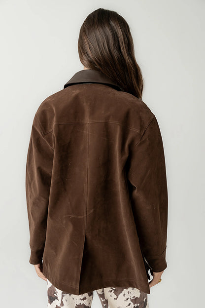 Carly Vegan Leather Jacket in Brown FINAL SALE