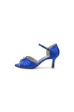 Crystal Open Toe Buckle Strap Chunky Heels