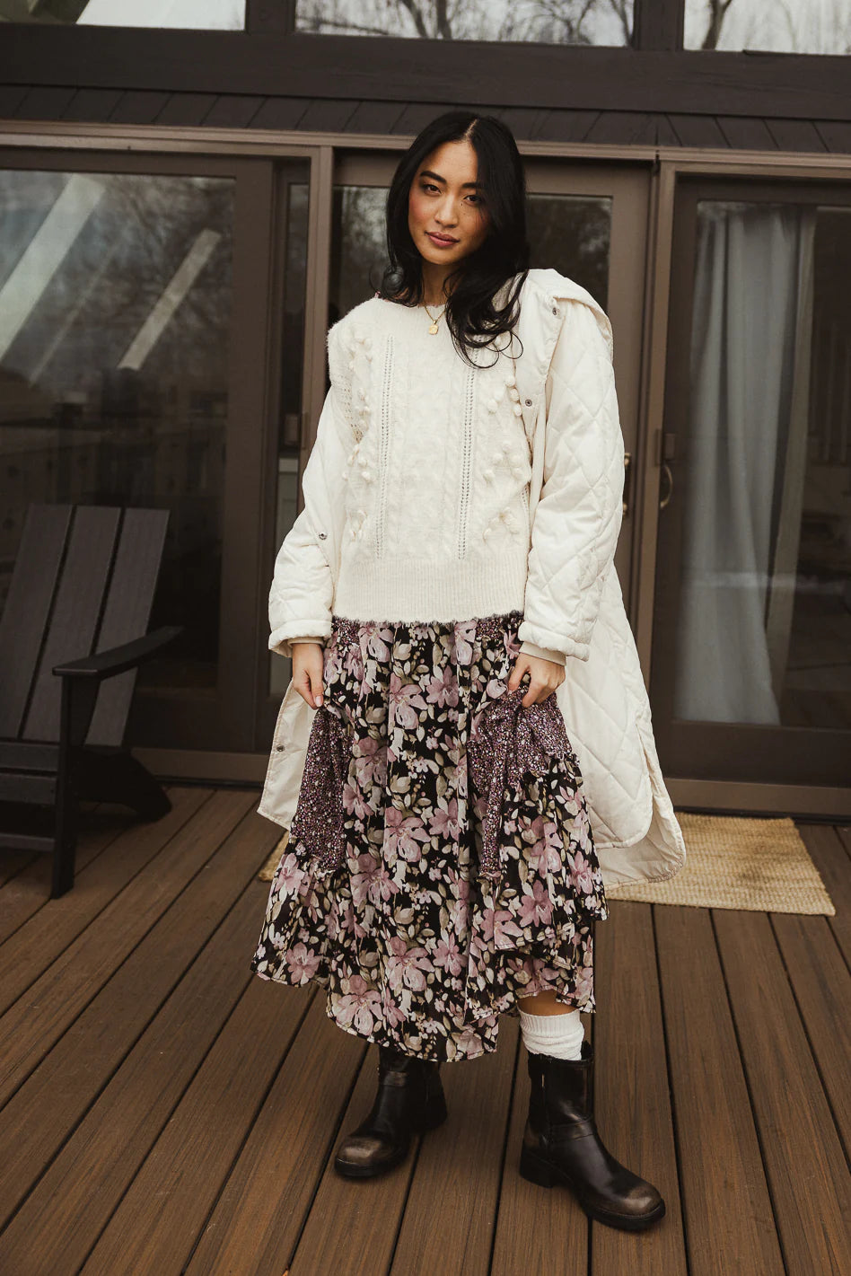 Dakota Cable Knit Sweater in Ivory FINAL SALE