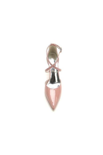 Champagne Patent Leather Wedding Shoes with Straps