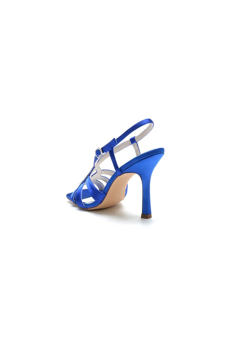 Square Open Toe Beaded Hollow Out Satin Prom Shoes