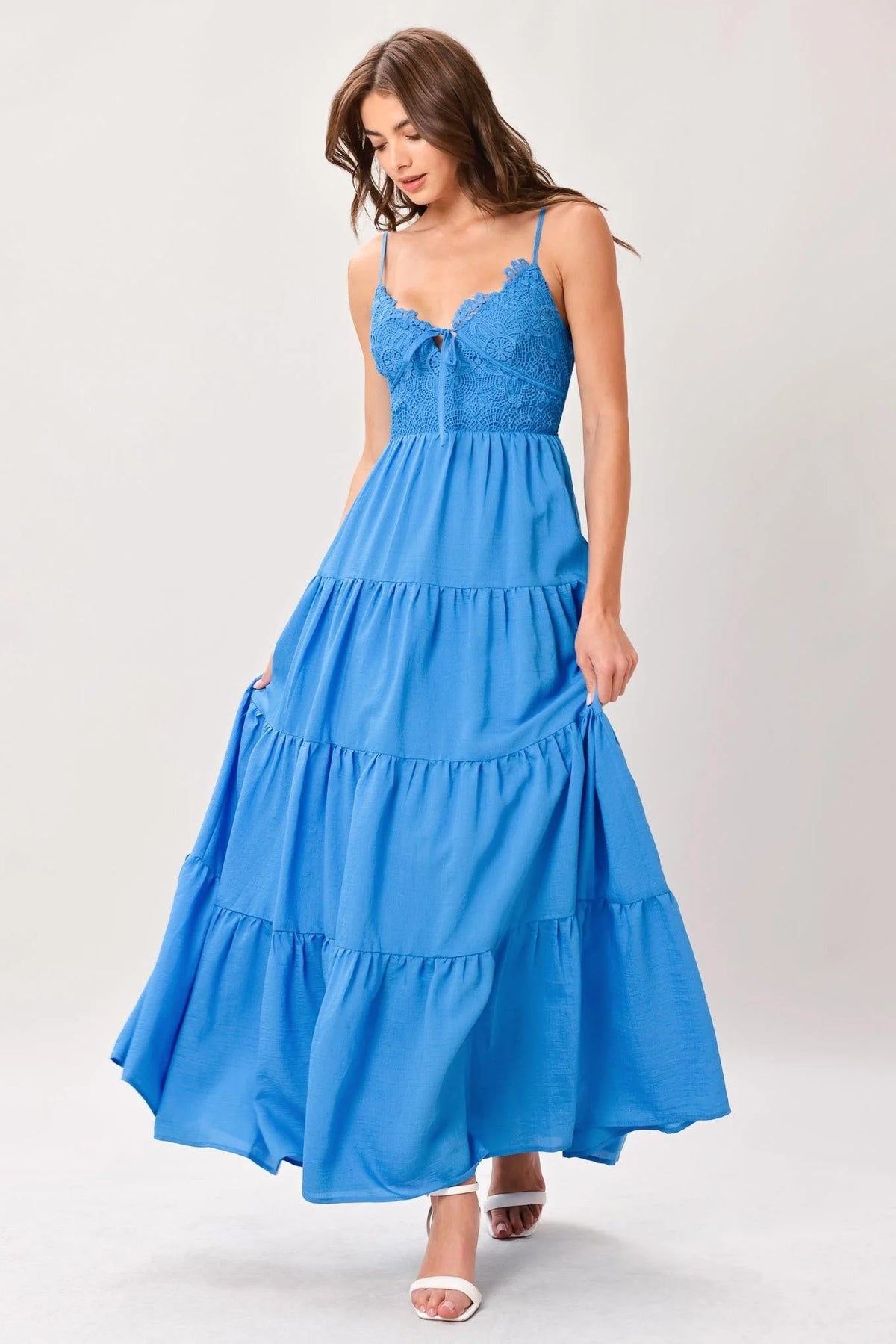 GOLDEN HOUR LACE BODICE MAXI DRESS
