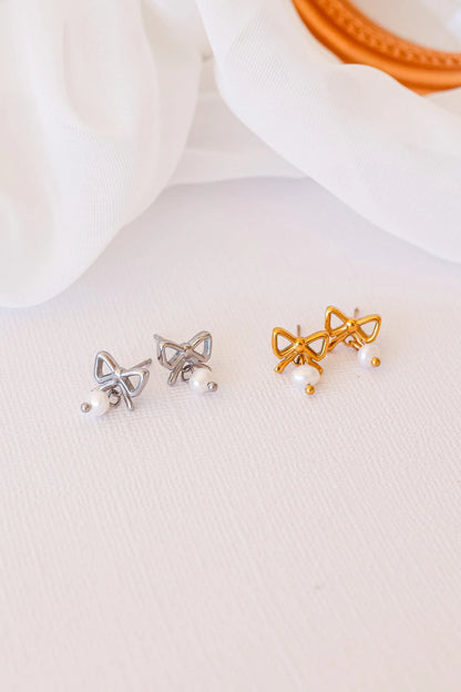 Jane Bow Pearl Drop Earring