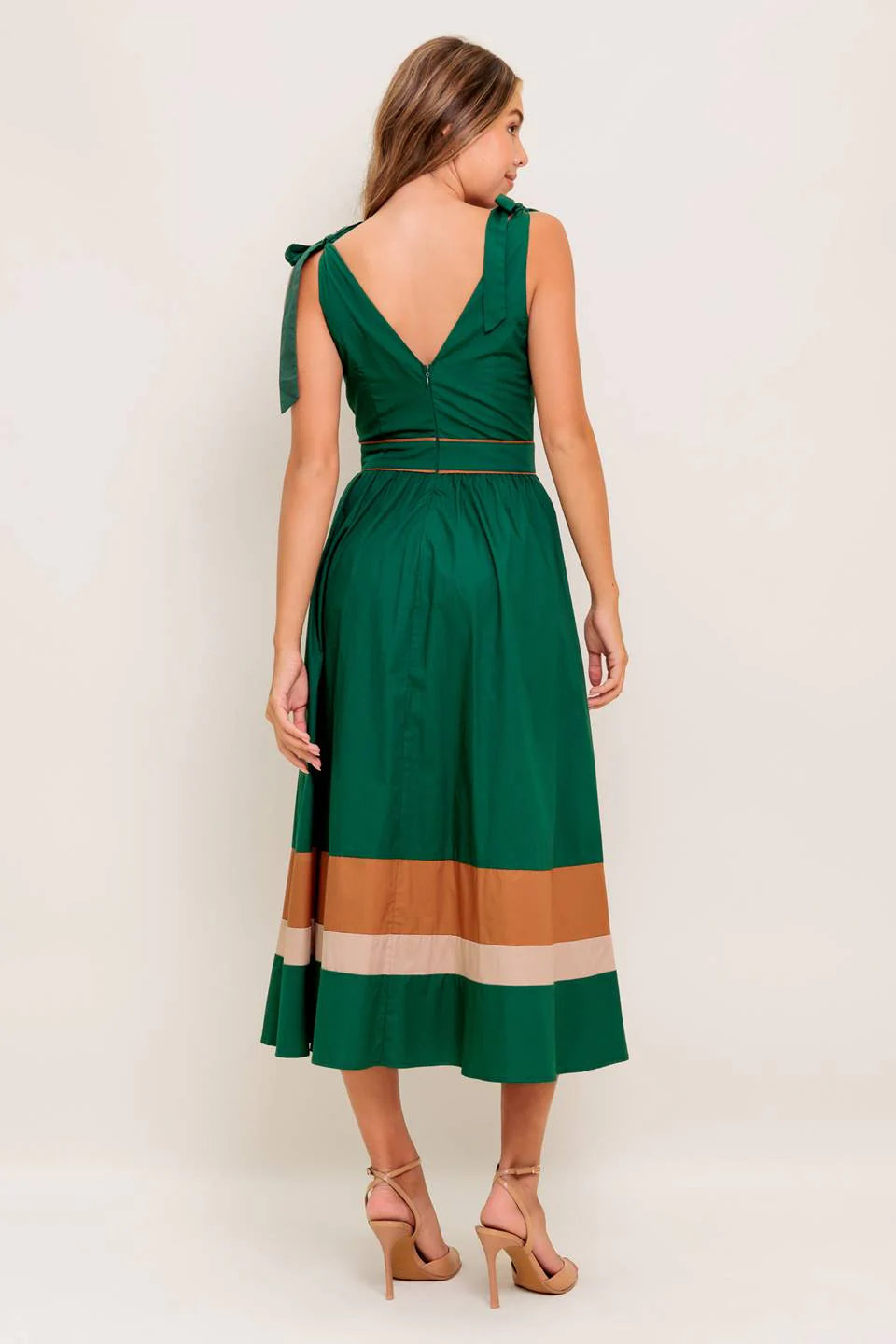 JUNIPER DRESS COLOR BLOCKED COTTON MIDI DRESS