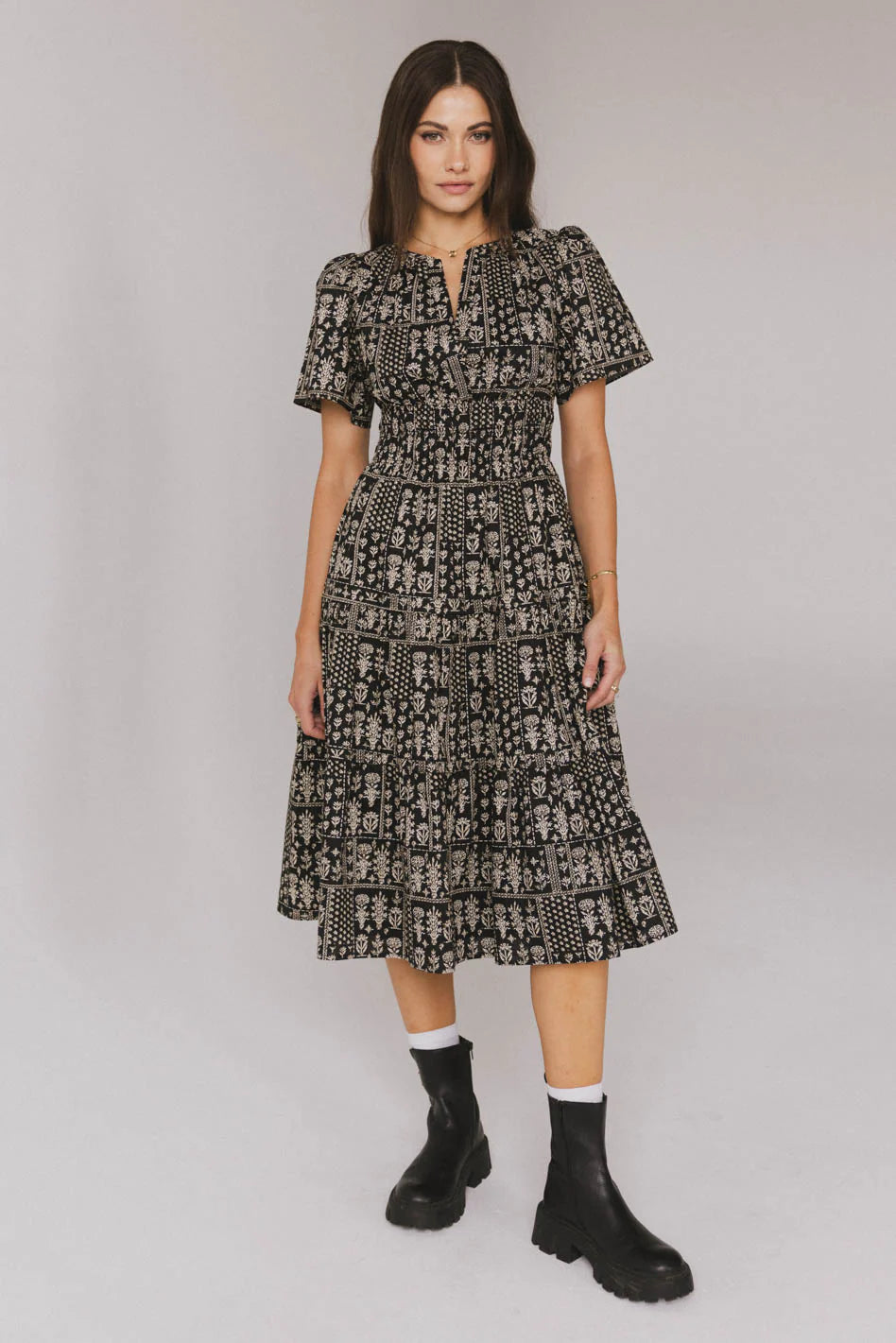 Sandra Smocked Waist Midi Dress FINAL SALE