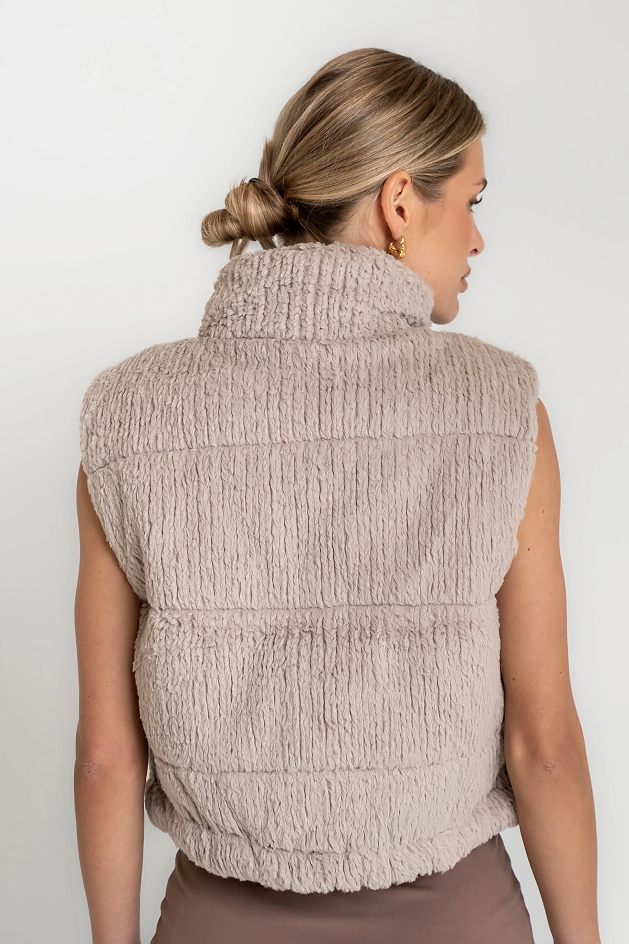 Ginny Fur Vest in Taupe
