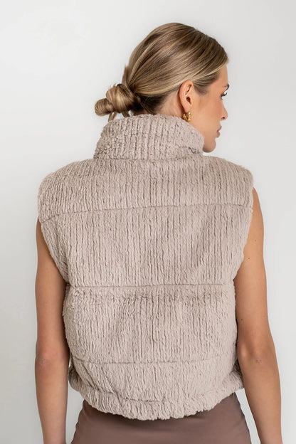 Ginny Fur Vest in Taupe