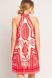 SUNSET MEDALLION PLEATED MINI DRESS
