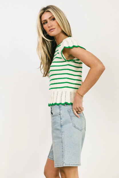 Georgie Striped Sweater in Green FINAL SALE