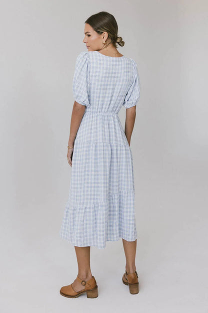 Melina Plaid Midi Dress in Blue FINAL SALE