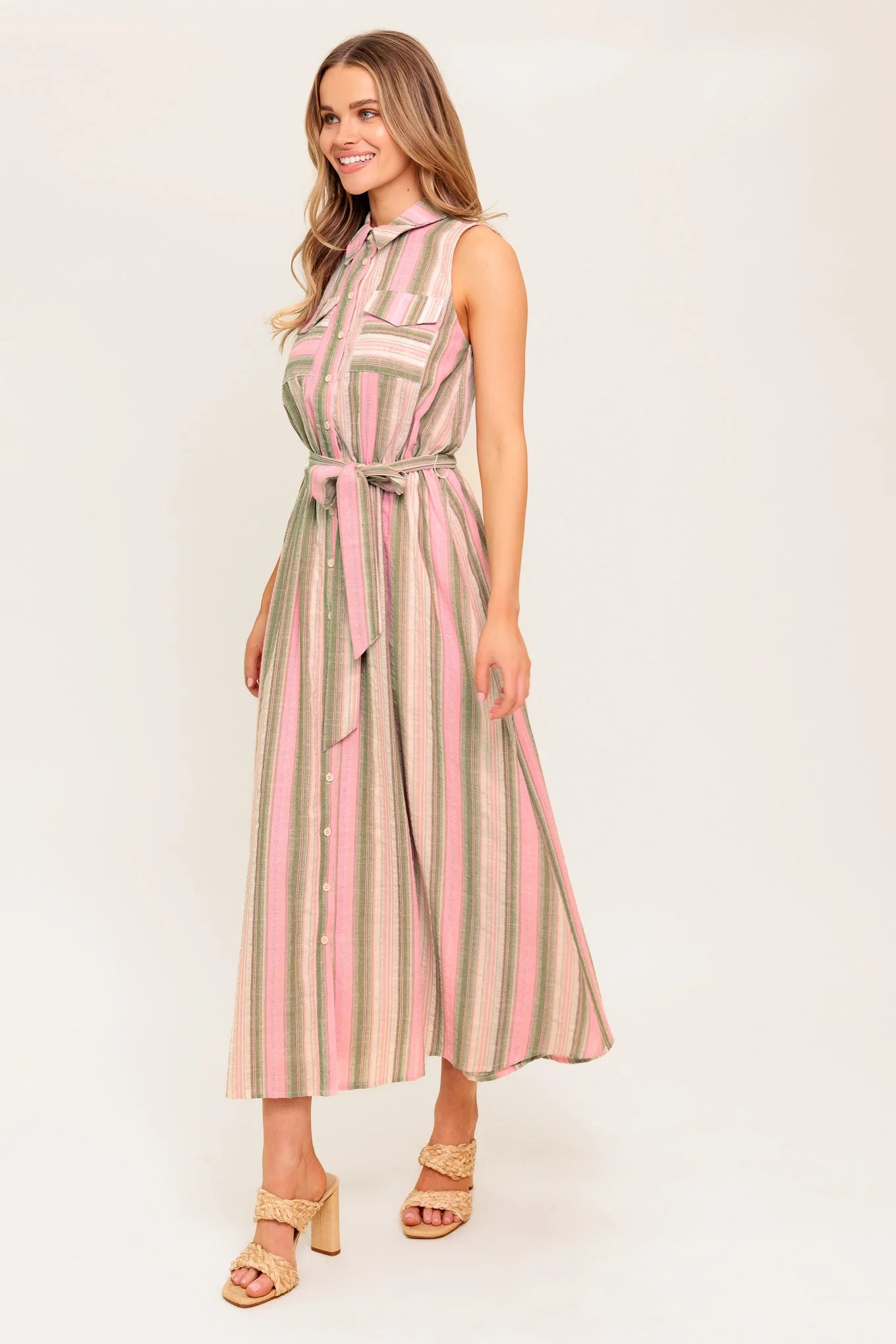 WINDSWEPT FIELDS MIDI DRESS OLIVE